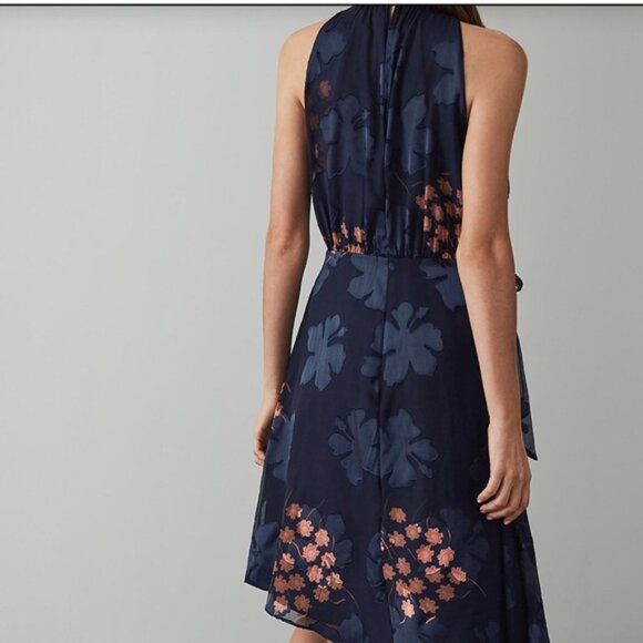 Reiss Navy Lake Floral Burnout Dress - Picture 2 of 8